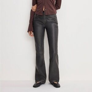 Good American Women's Black Faux Leather Flared Jeans